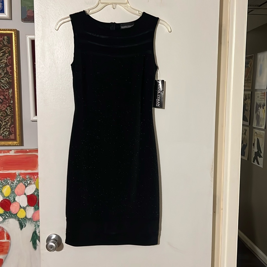Frank Lyman Sleeveless Little Black Dress. Back Zip Closure. Lined.